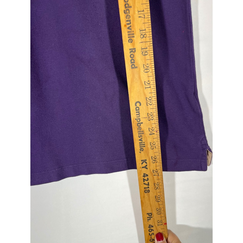 Burberry Brit Short Sleeve Polo Shirt Women L Purple Logo Classic Preppy Lux - Picture 3 of 13